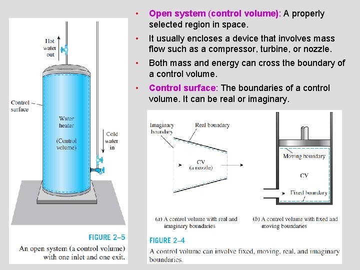  • Open system (control volume): A properly selected region in space. • It