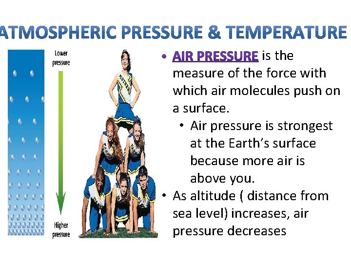 is the measure of the force with which air molecules push on a surface. is the measure of the force with which air molecules push on a surface.