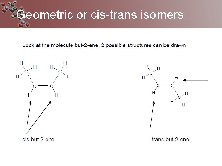 Geometric or cis-trans isomers 