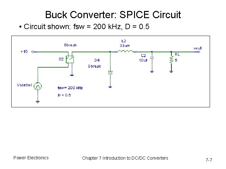 Buck Converter: SPICE Circuit • Circuit shown: fsw = 200 k. Hz, D =