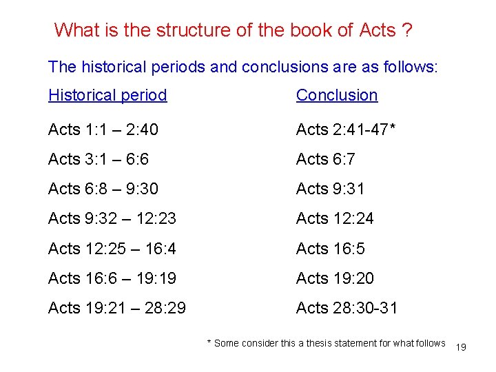 What is the structure of the book of Acts ? The historical periods and