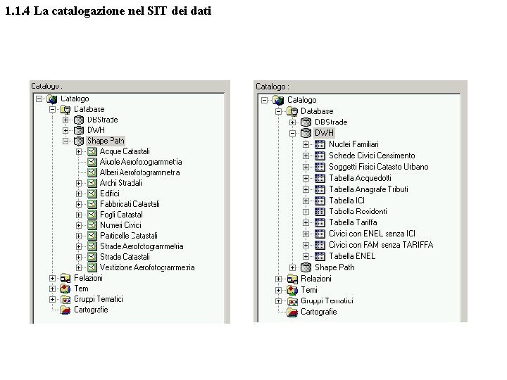 1. 1. 4 La catalogazione nel SIT dei dati 