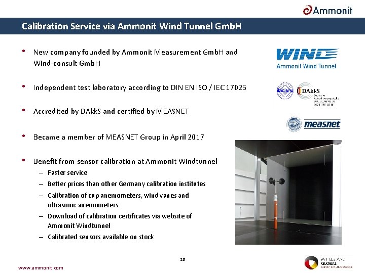 Calibration Service via Ammonit Wind Tunnel Gmb. H • New company founded by Ammonit