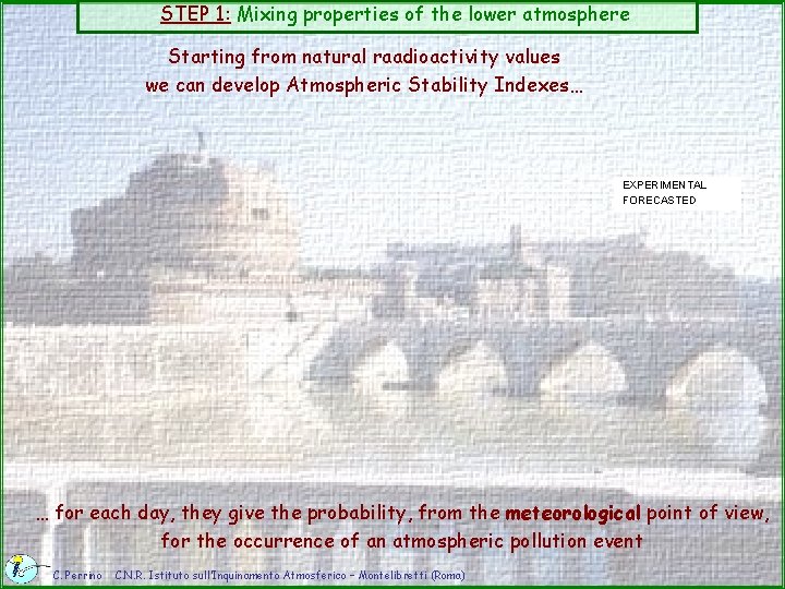 STEP 1: Mixing properties of the lower atmosphere Starting from natural raadioactivity values we