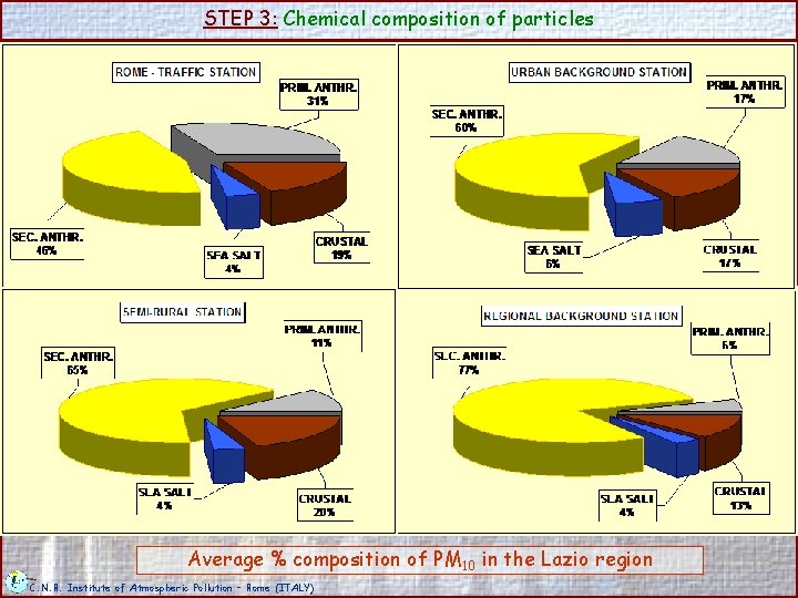 STEP 3: Chemical composition of particles Average % composition of PM 10 in the