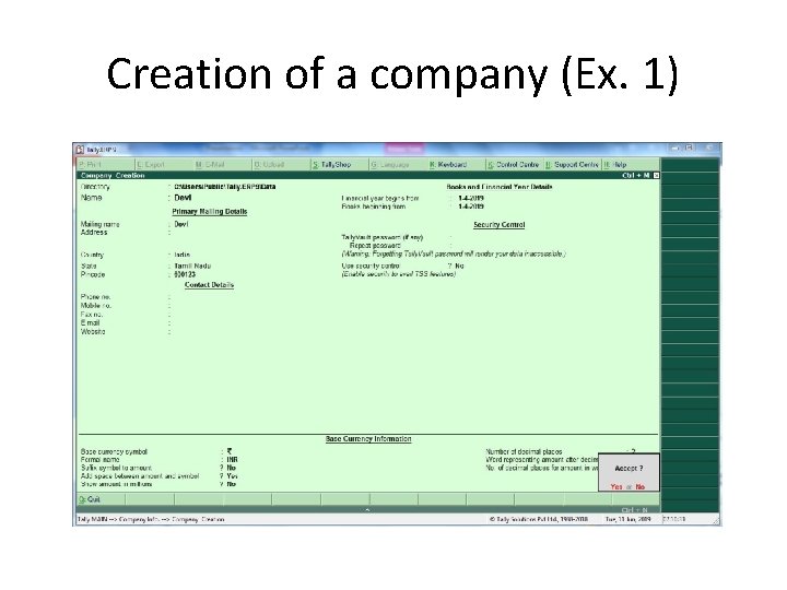 Creation of a company (Ex. 1) 