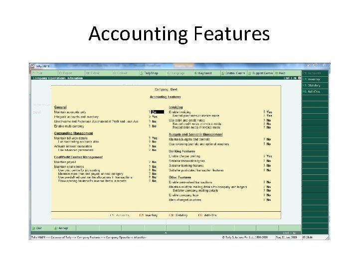 Accounting Features 
