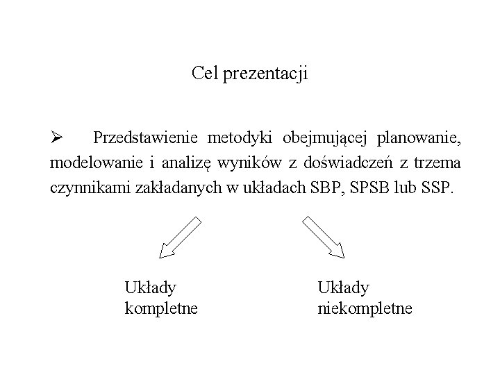 Cel prezentacji Ø Przedstawienie metodyki obejmującej planowanie, modelowanie i analizę wyników z doświadczeń z