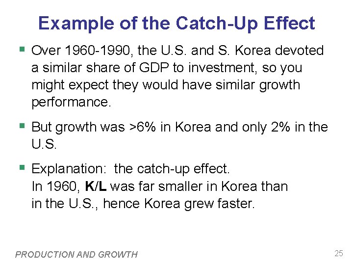 Example of the Catch-Up Effect § Over 1960 -1990, the U. S. and S.