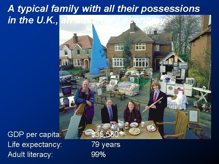 A typical family with all their possessions in the U. K. , an advanced