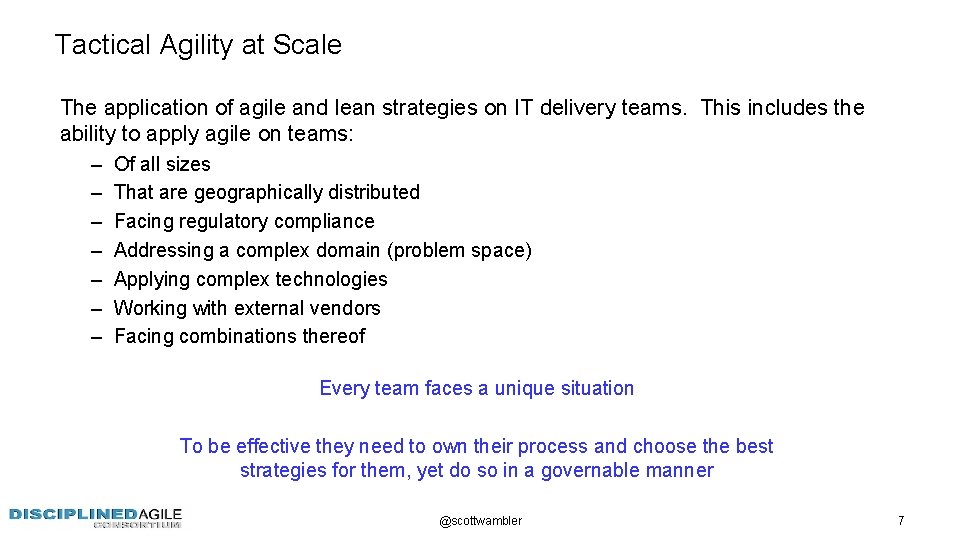 Tactical Agility at Scale The application of agile and lean strategies on IT delivery