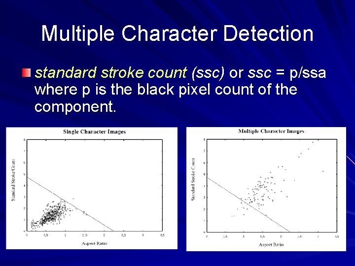 Multiple Character Detection standard stroke count (ssc) or ssc = p/ssa where p is