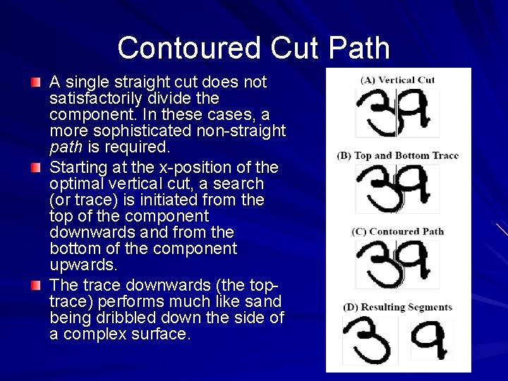 Contoured Cut Path A single straight cut does not satisfactorily divide the component. In