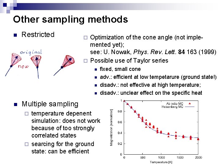 Other sampling methods n Restricted Optimization of the cone angle (not implemented yet); see: