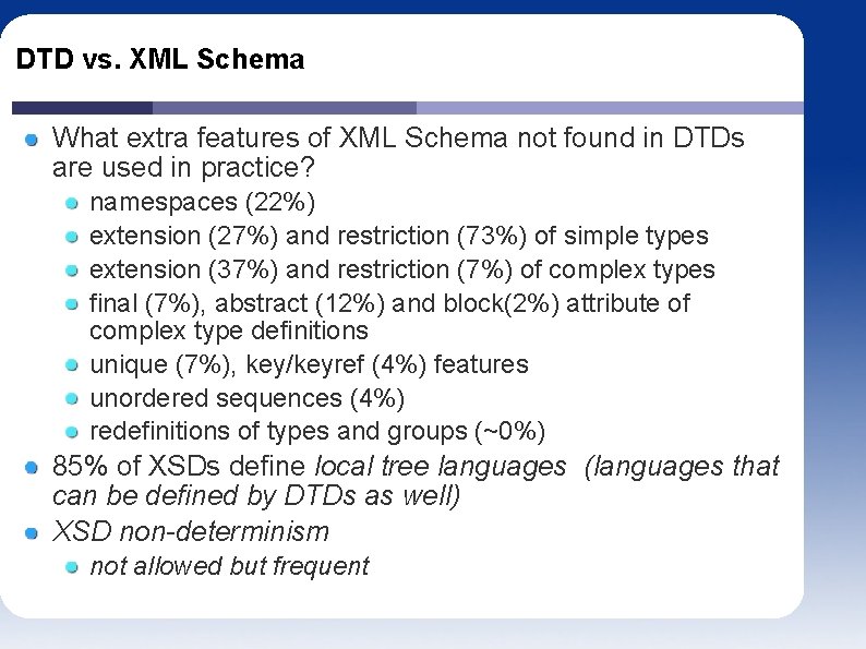 DTD vs. XML Schema What extra features of XML Schema not found in DTDs