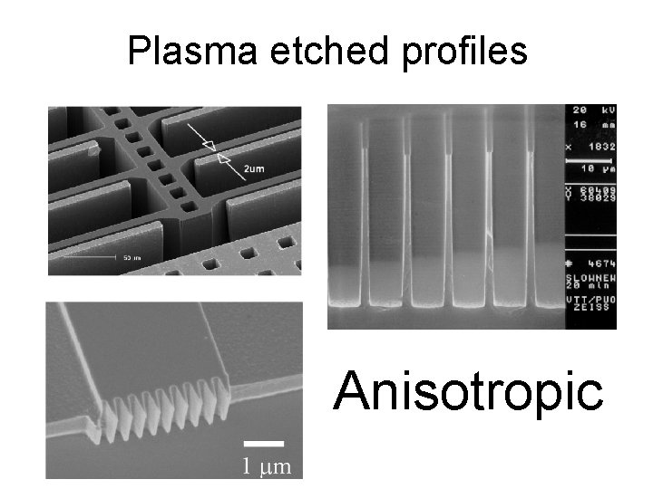 Plasma etched profiles Anisotropic Plasma etched profiles Anisotropic