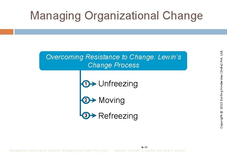 Overcoming Resistance to Change: Lewin’s Change Process 1 Unfreezing 2 Moving 3 Refreezing Management