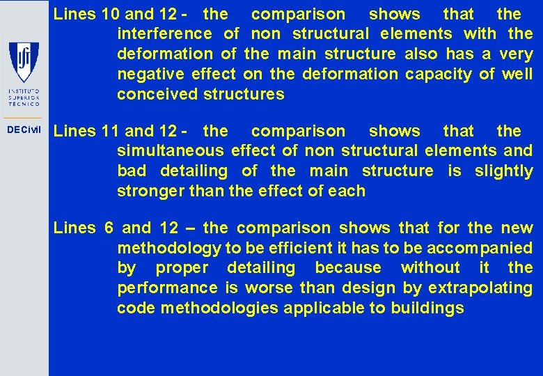 Lines 10 and 12 - the comparison shows that the interference of non structural