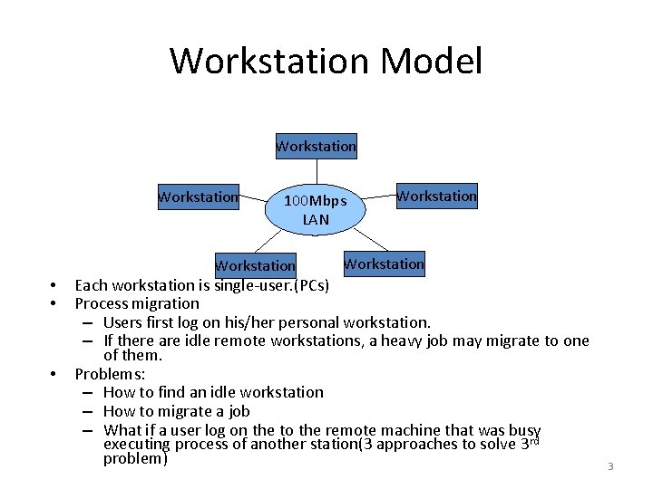 Workstation Model Workstation • • • 100 Mbps LAN Workstation Each workstation is single-user.