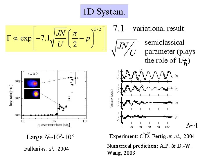 1 D System. – variational result semiclassical parameter (plays the role of 1/ )