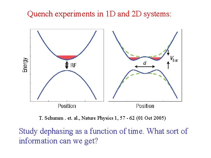 Quench experiments in 1 D and 2 D systems: T. Schumm. et. al. ,