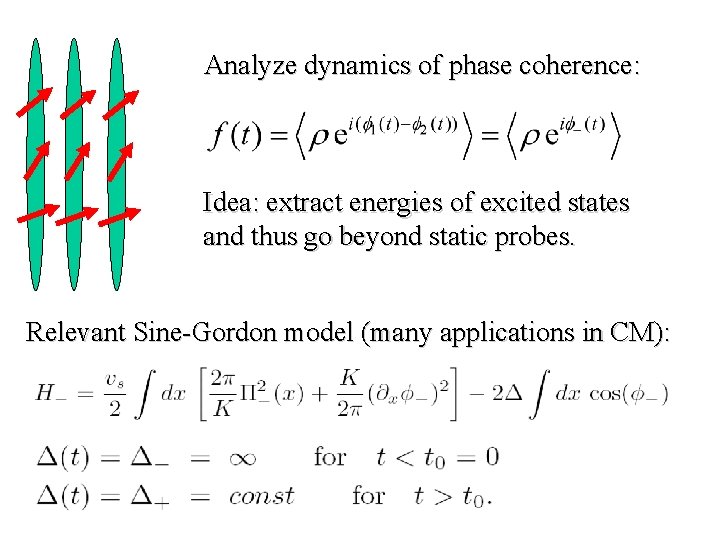 Analyze dynamics of phase coherence: Idea: extract energies of excited states and thus go