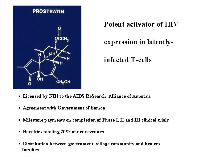 Potent activator of HIV expression in latentlyinfected T-cells • Licensed by NIH to the