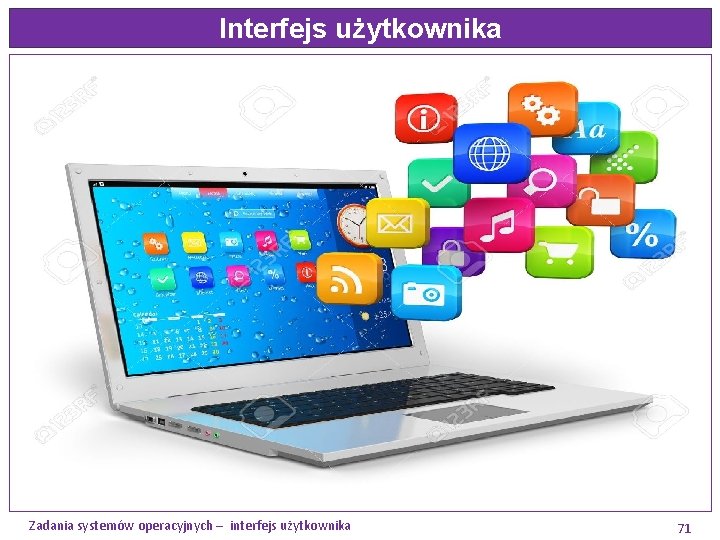 Interfejs użytkownika Zadania systemów operacyjnych – interfejs użytkownika 71 