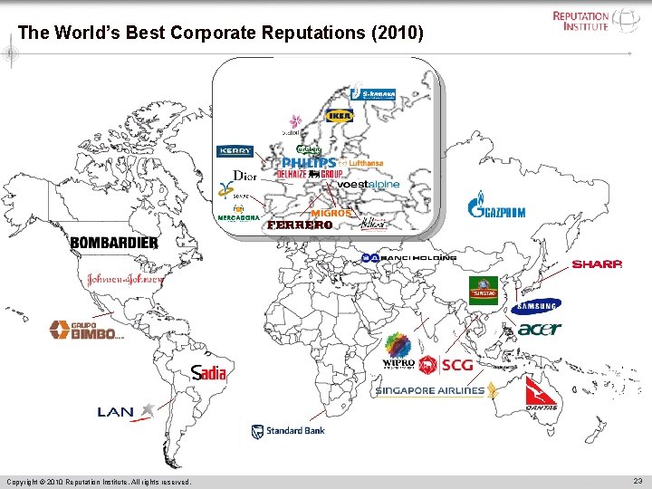 The World’s Best Corporate Reputations (2010) Copyright © 2010 Reputation Institute. All rights reserved.