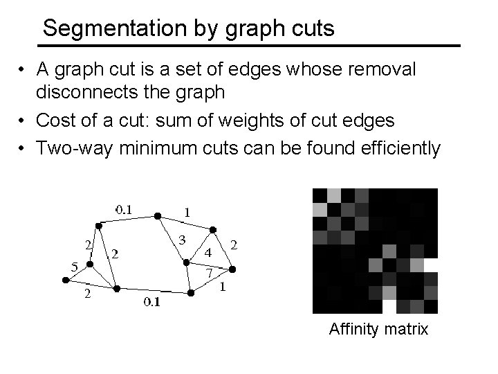 Segmentation by graph cuts • A graph cut is a set of edges whose Segmentation by graph cuts • A graph cut is a set of edges whose