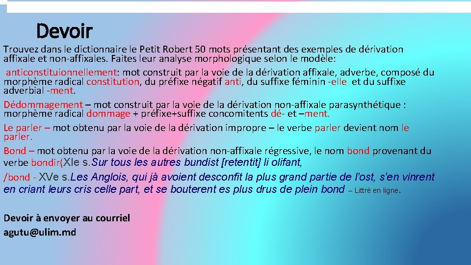 Devoir Trouvez dans le dictionnaire le Petit Robert 50 mots présentant des exemples de