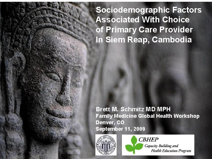 Sociodemographic Factors Associated With Choice of Primary Care Provider In Siem Reap, Cambodia Brett