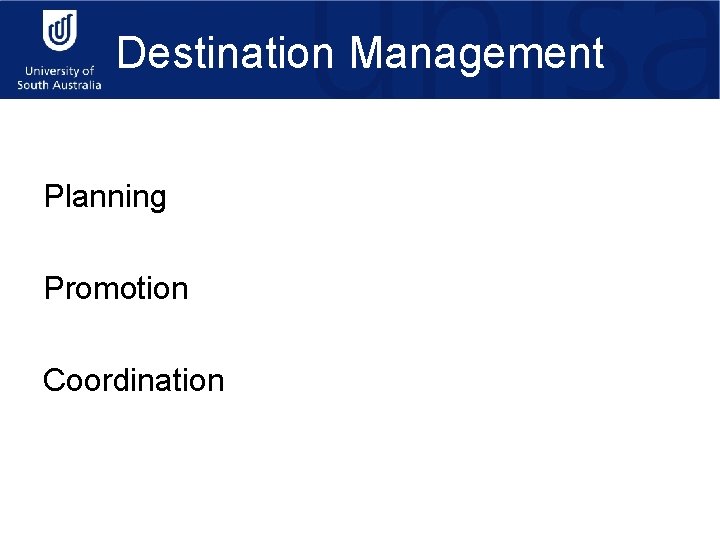 Destination Management Planning Promotion Coordination 