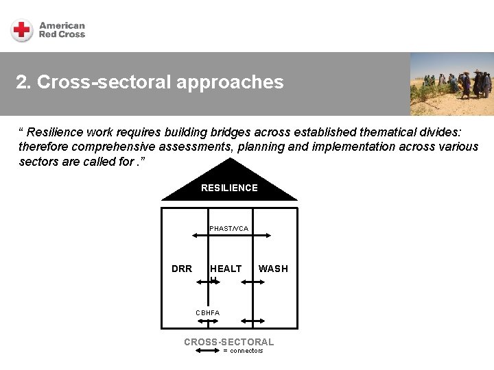 2. Cross-sectoral approaches “ Resilience work requires building bridges across established thematical divides: therefore