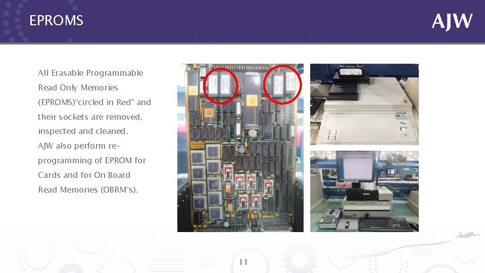 EPROMS All Erasable Programmable Read Only Memories (EPROMS)“circled in Red” and their sockets are