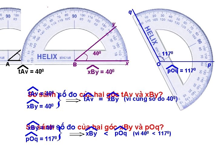 Xác định số đo của các góc sau: q y t 400 v A