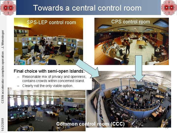 Towards a central control room 14/2/2019 CERN accelerator complex operation - J. Wenninger SPS-LEP Towards a central control room 14/2/2019 CERN accelerator complex operation - J. Wenninger SPS-LEP