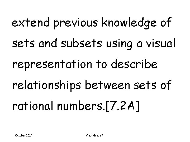 extend previous knowledge of sets and subsets using a visual representation to describe relationships