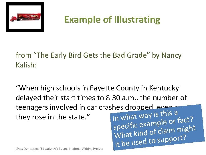 Example of Illustrating from “The Early Bird Gets the Bad Grade” by Nancy Kalish: