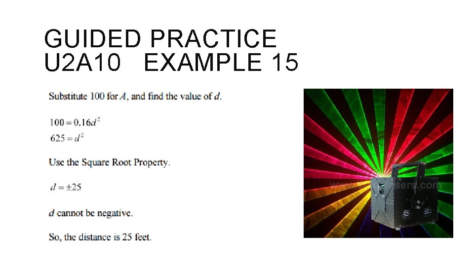 GUIDED PRACTICE U 2 A 10 EXAMPLE 15 