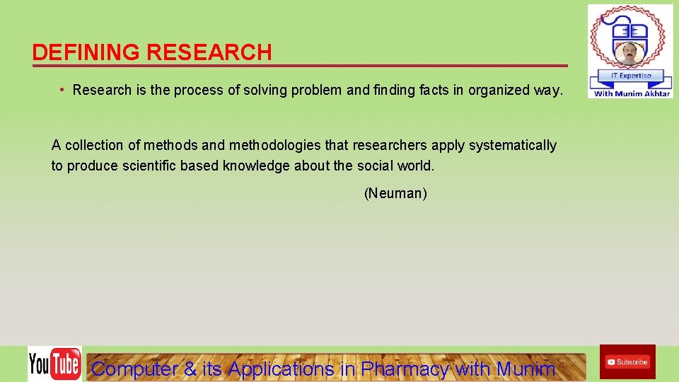 DEFINING RESEARCH • Research is the process of solving problem and finding facts in DEFINING RESEARCH • Research is the process of solving problem and finding facts in
