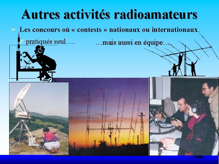 Autres activités radioamateurs F Les concours où « contests » nationaux ou internationaux. F