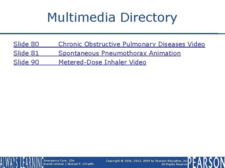 Multimedia Directory Slide 80 Slide 81 Slide 90 Chronic Obstructive Pulmonary Diseases Video Spontaneous