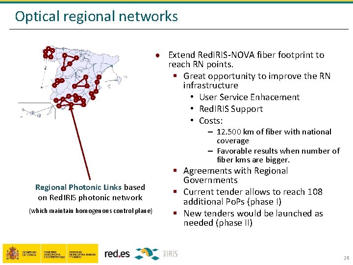 Optical regional networks ● Extend Red. IRIS-NOVA fiber footprint to reach RN points. §