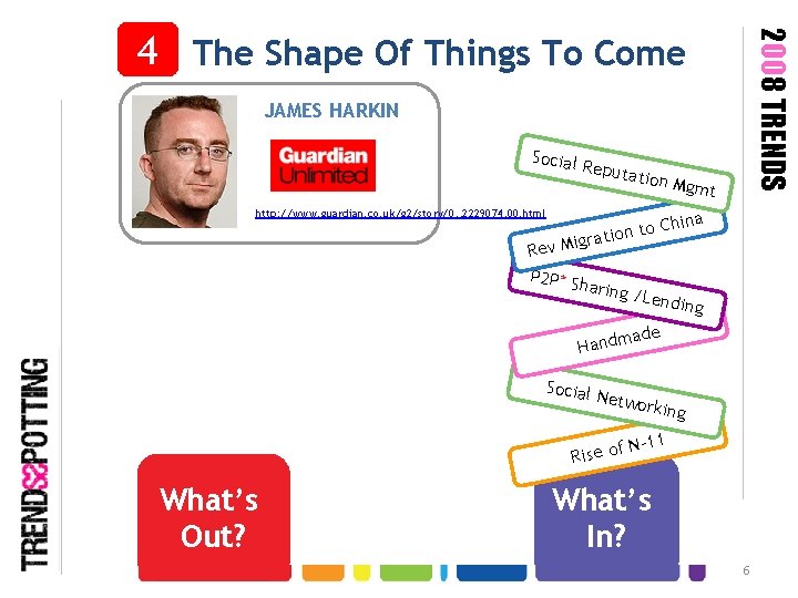 2008 TRENDS 4 The Shape Of Things To Come JAMES HARKIN Social http: //www.