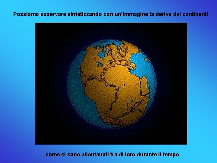 Possiamo osservare sintetizzando con un’immagine la deriva dei continenti come si sono allontanati tra