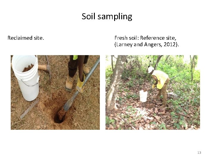 Soil sampling Reclaimed site. Fresh soil: Reference site, (Larney and Angers, 2012). 13 