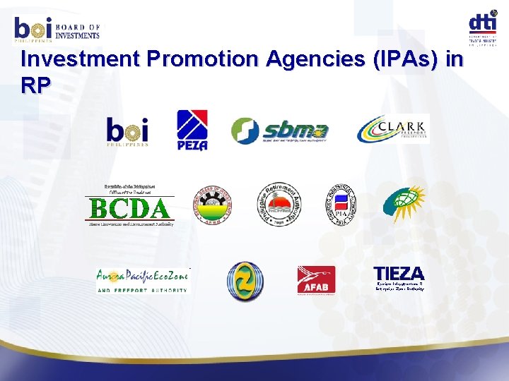 Investment Promotion Agencies (IPAs) in RP 