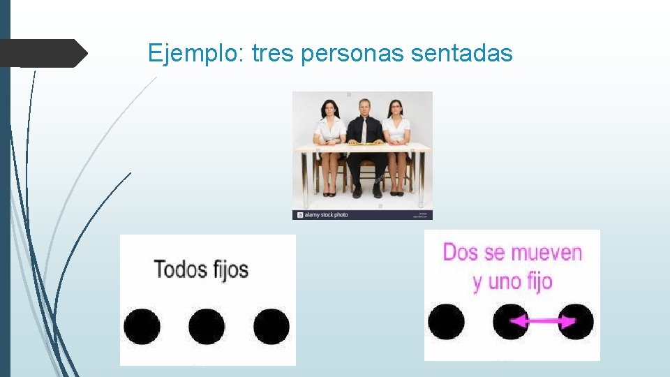 Ejemplo: tres personas sentadas 