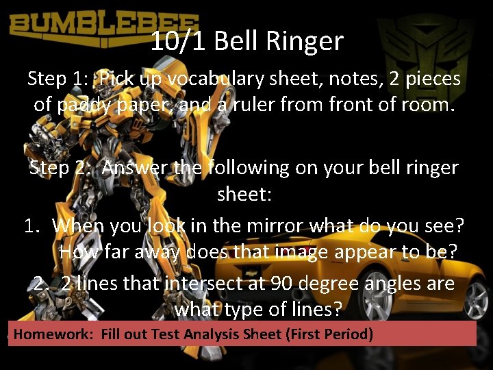 101 Bell Ringer Step 1 Pick up vocabulary